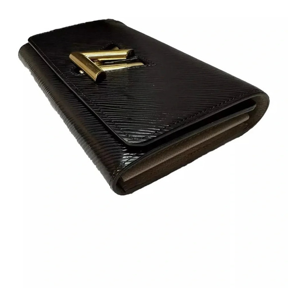 Authentic Louis Vuitton Twist Purse Epi Black Portefeuille Wallet With Box Chain - Picture 11 of 17